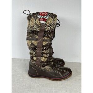 Pajar 63 Canada Weathergear Fair Isle Shearling Lined Lace Up Grip‎ Boots 7-7.5